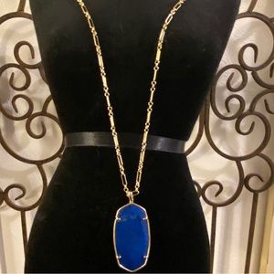 NWT Kendra Scott Faceted Reid Gold Long Pendant Necklace in Cobalt Howlite